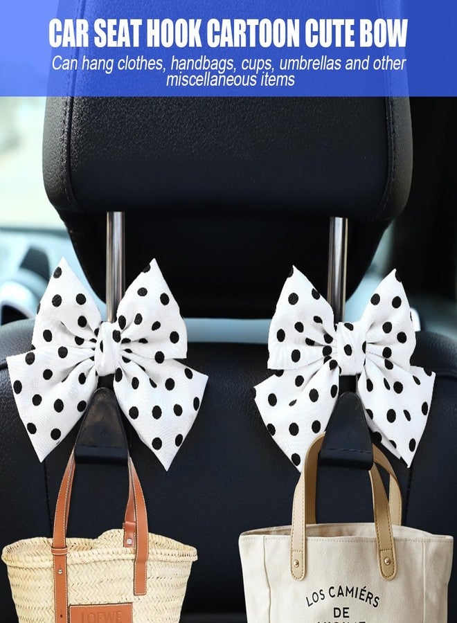Mandark 2PCS Car Seat Headrest Hooks, Cute Bow Vehicle Hooks for Purses and Bags, Automotive Purse Hook Hanger Interior Decoration Accessories, Universal for SUV, Sedan, Truck (White/Polka Dot) - Image 5