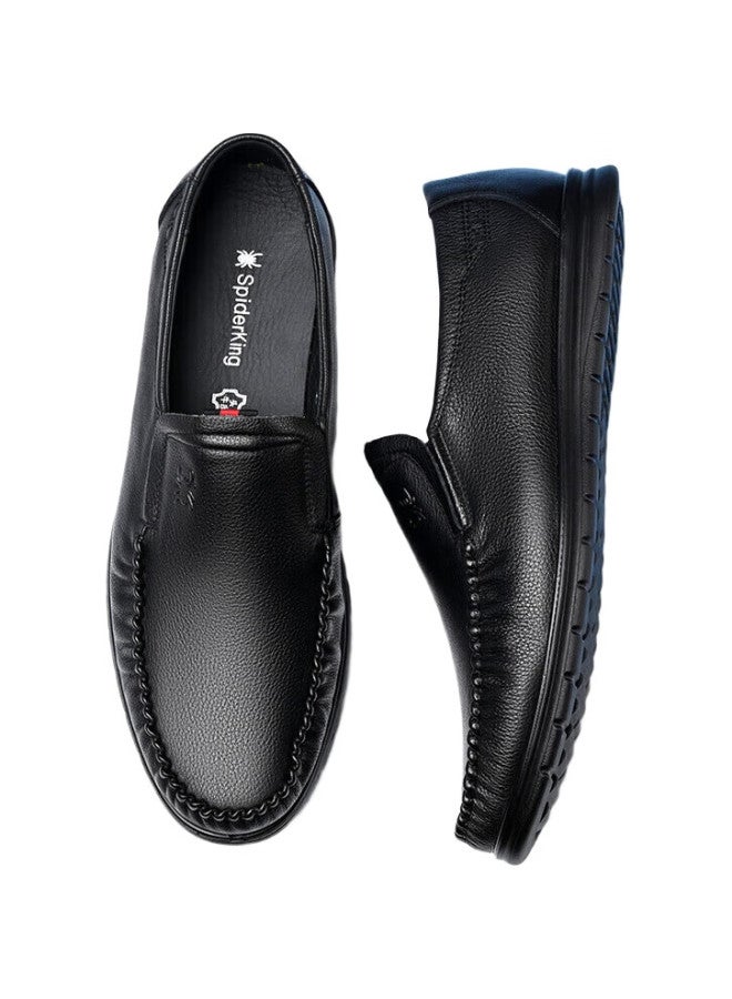 Spider King Men'S Business Casual Leather Shoes Comfortable Peas Shoes Middle-Aged Dad Shoes 36228 Black 41 - Image 3
