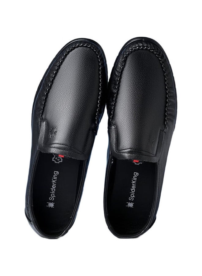 Spider King Men'S Business Casual Leather Shoes Comfortable Peas Shoes Middle-Aged Dad Shoes 36228 Black 41 - Image 2