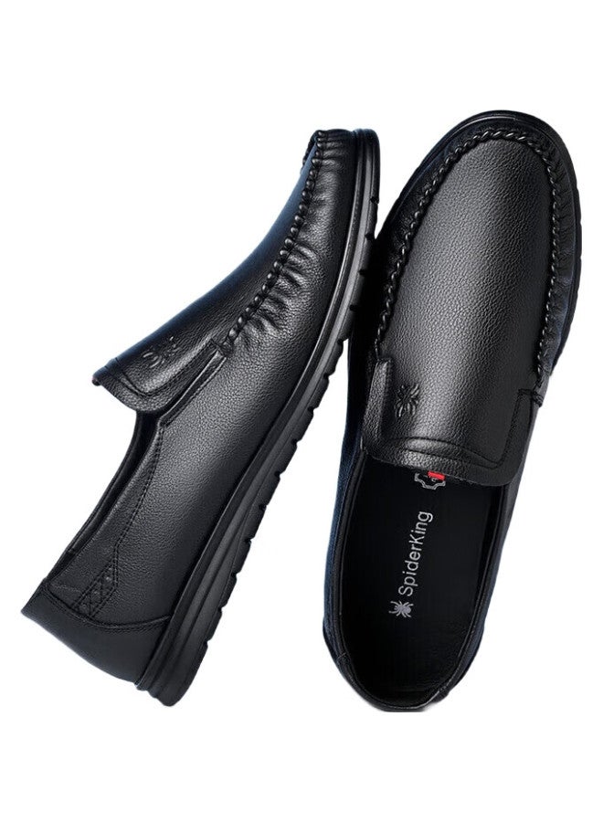 Spider King Men'S Business Casual Leather Shoes Comfortable Peas Shoes Middle-Aged Dad Shoes 36228 Black 41 - Image 1