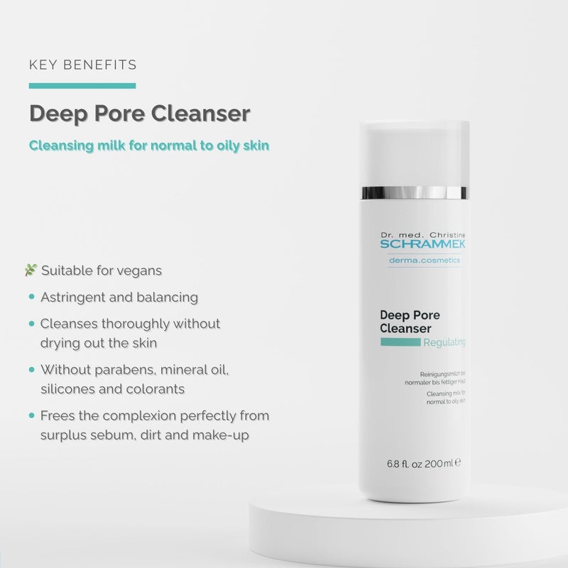 Schrammek Deep Pore Cleanser (6.8 fl oz) - Cleansing Milk for Normal Skin - Makeup Removal - Face Wash & Cleanser â€“ No Parabens - Skin Care - Dr Schrammek - Image 2