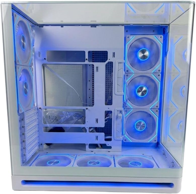 **صندوق الكمبيوتر TEXON TEXON-840 من نوع Mid Tower** | تصميم احترافي عالي الجودة مقوس الشكل | 8 مراوح من نوع Infiniti ARGB مثبتة | دعم للوحات الأم من نوع ATX | دعم لمبردات الماء بقطر 360 مم | تصميم يسمح بالتوصيل من الخلف | اللون أبيض - Image 3