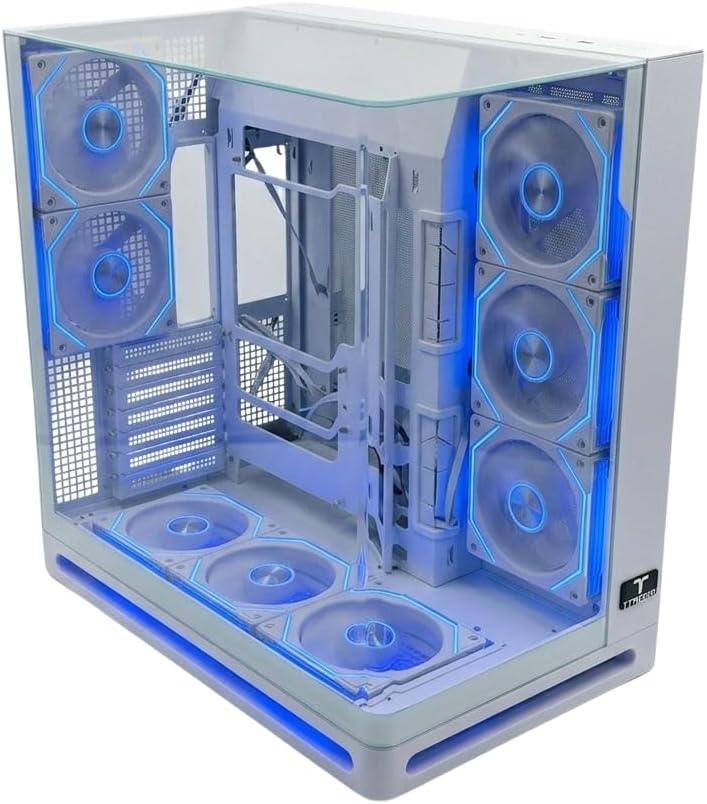 **صندوق الكمبيوتر TEXON TEXON-840 من نوع Mid Tower** | تصميم احترافي عالي الجودة مقوس الشكل | 8 مراوح من نوع Infiniti ARGB مثبتة | دعم للوحات الأم من نوع ATX | دعم لمبردات الماء بقطر 360 مم | تصميم يسمح بالتوصيل من الخلف | اللون أبيض - Image 1
