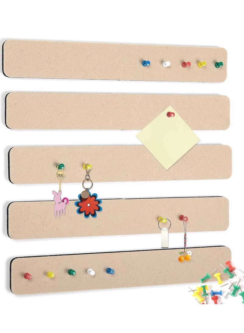 SUNSAR 5PCS Felt Pin Board Bar Strips Bulletin Board for Bedrooms Offices Home Wall Decoration, Notice Board Self Adhesive Cork Board with 25 Push Pins for Paste Notes, Photos - Image 1