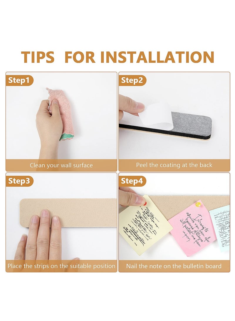 SUNSAR 5PCS Felt Pin Board Bar Strips Bulletin Board for Bedrooms Offices Home Wall Decoration, Notice Board Self Adhesive Cork Board with 25 Push Pins for Paste Notes, Photos - Image 3