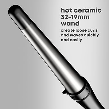 REVAMP Big Curling Wand Heated Ionic Ceramic Hair Wand for Loose Curls and Waves Infused with Super Smooth Oils 3219mm Ceramic Barrel Curler Tongs for Short Long Hair - Image 2