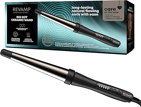 REVAMP Big Curling Wand Heated Ionic Ceramic Hair Wand for Loose Curls and Waves Infused with Super Smooth Oils 3219mm Ceramic Barrel Curler Tongs for Short Long Hair - Image 1