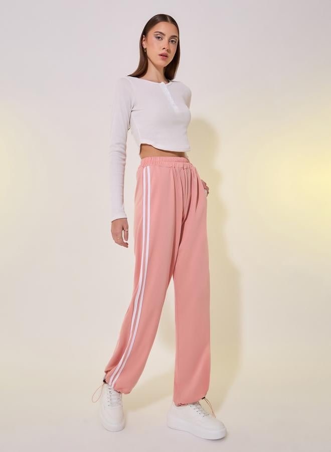 Take Two Striped Mid-Rise Relaxed Fit Joggers with Drawstring - Image 1