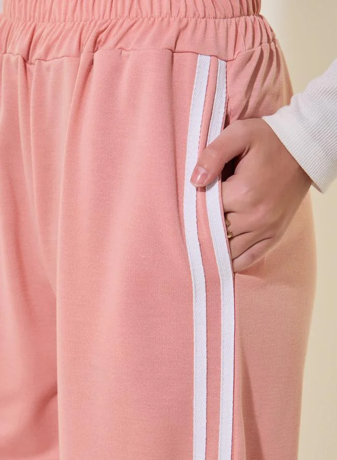 Take Two Striped Mid-Rise Relaxed Fit Joggers with Drawstring