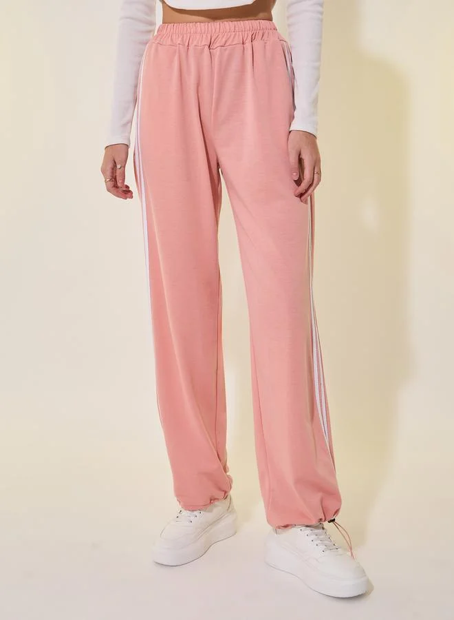 Take Two Striped Mid-Rise Relaxed Fit Joggers with Drawstring