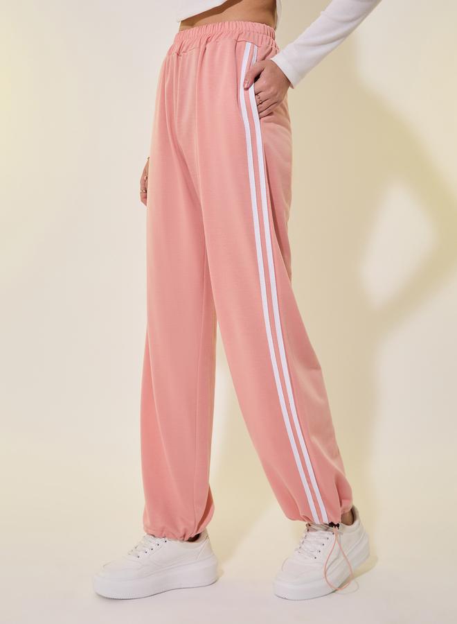 Take Two Striped Mid-Rise Relaxed Fit Joggers with Drawstring - Image 3