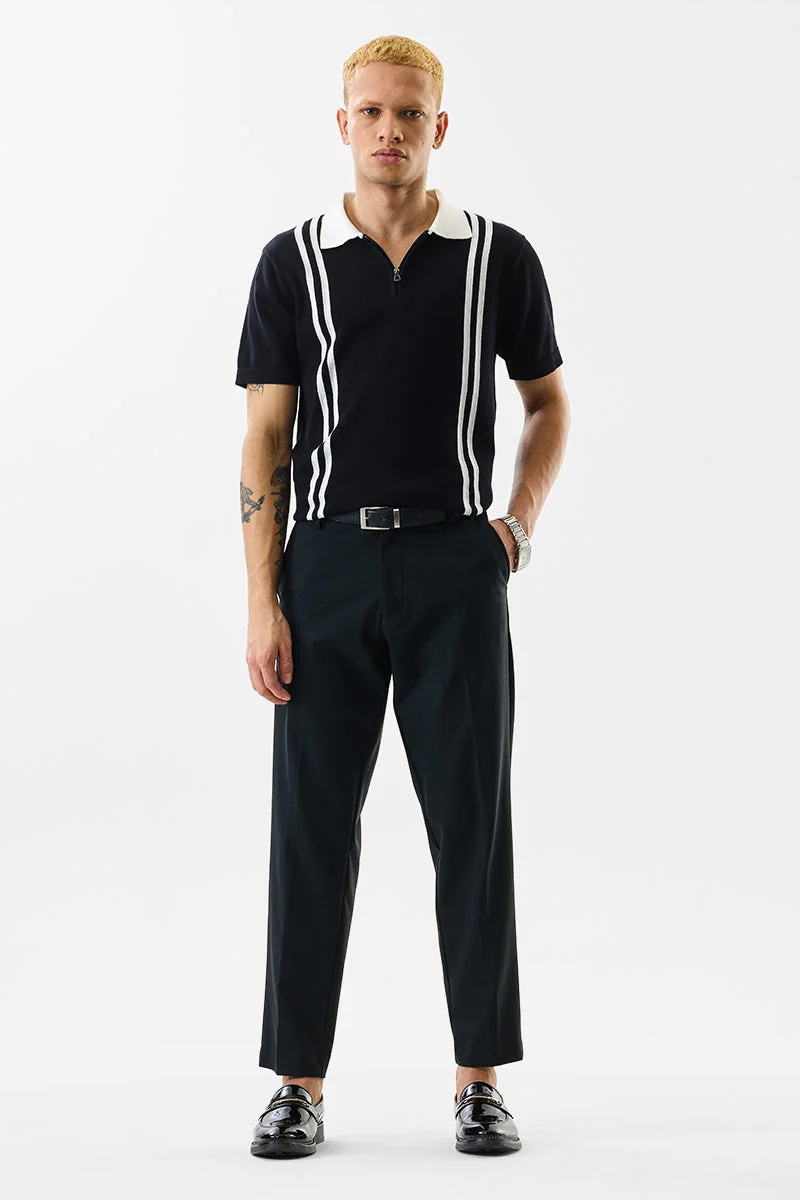 SNITCH Stretch Self-Design Slim Fit Trousers