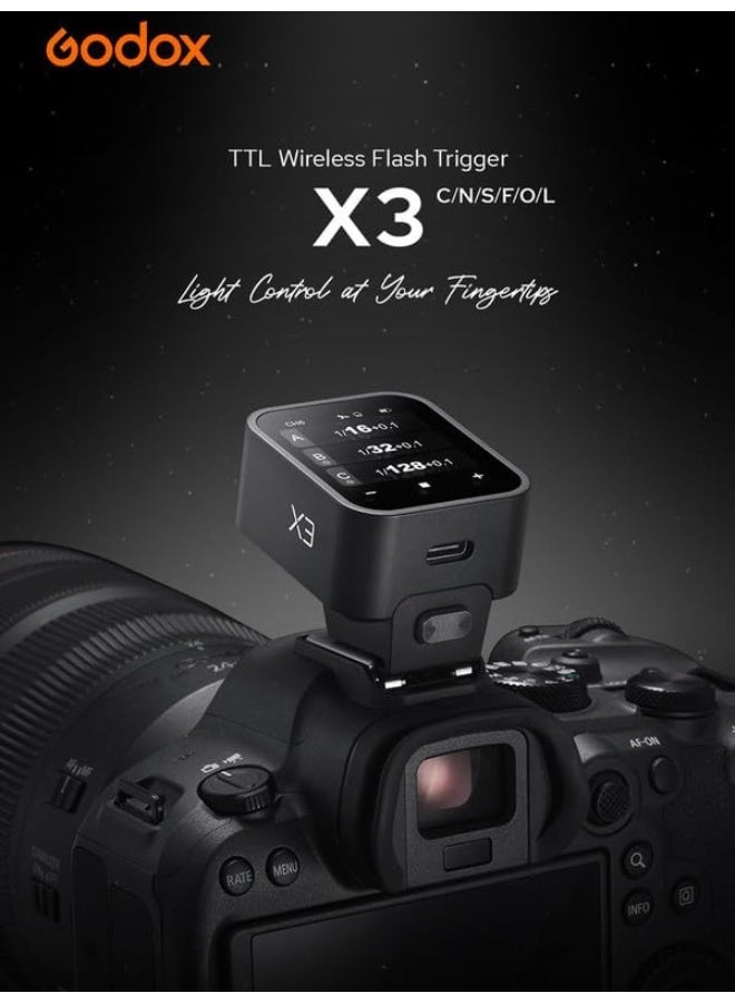 Godox X3-S Touchscreen TTL Wireless Flash Trigger for Sony Camera, 1/8000s HSS TTL TCM Function, Built-in Battery USB-C Charge Flash Transmitter Compatible with Sony A7IV A7C A7M4 A7R A7RIII - Image 2