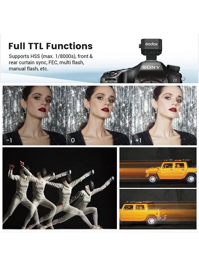 Godox X3-S Touchscreen TTL Wireless Flash Trigger for Sony Camera, 1/8000s HSS TTL TCM Function, Built-in Battery USB-C Charge Flash Transmitter Compatible with Sony A7IV A7C A7M4 A7R A7RIII - Image 4