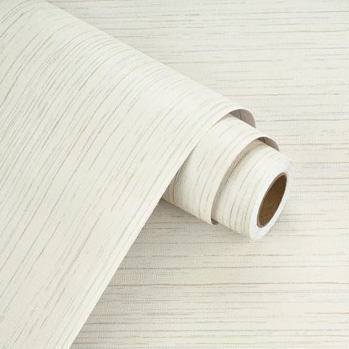 WESTICK Beige Grasscloth Peel and Stick Wallpaper Textured Linen Fabric Neutral Wallpaper for Bedroom Cream Faux Grasscloth Beige Contact Paper for Cabinets Living Room Wall Covering 158x 78 - Image 1