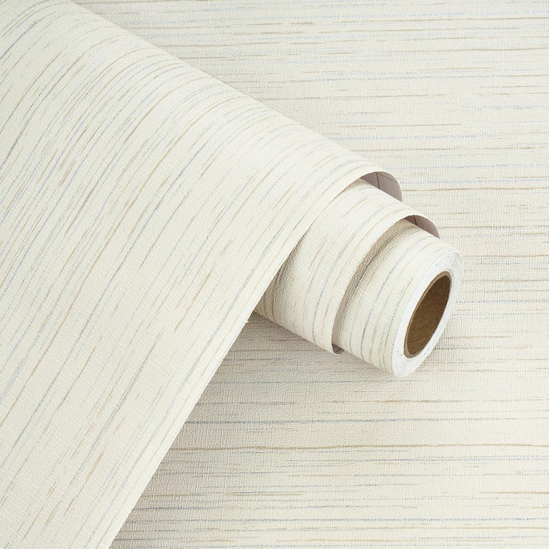 WESTICK Beige Grasscloth Peel and Stick Wallpaper Textured Linen Fabric Neutral Wallpaper for Bedroom Cream Faux Grasscloth Beige Contact Paper for Cabinets Living Room Wall Covering 158x 78 - Image 2