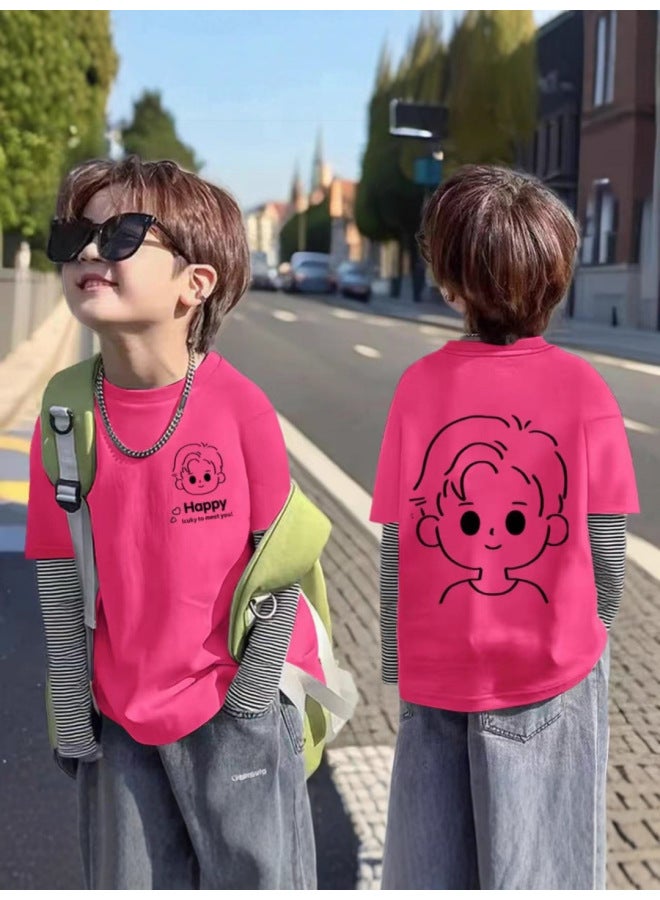 Baby Versatile Long Sleeve Cartoon Striped Spring/autumn Round Neck T-shirt Fashion Boys Girls Casual Cute Base Layer - Image 2