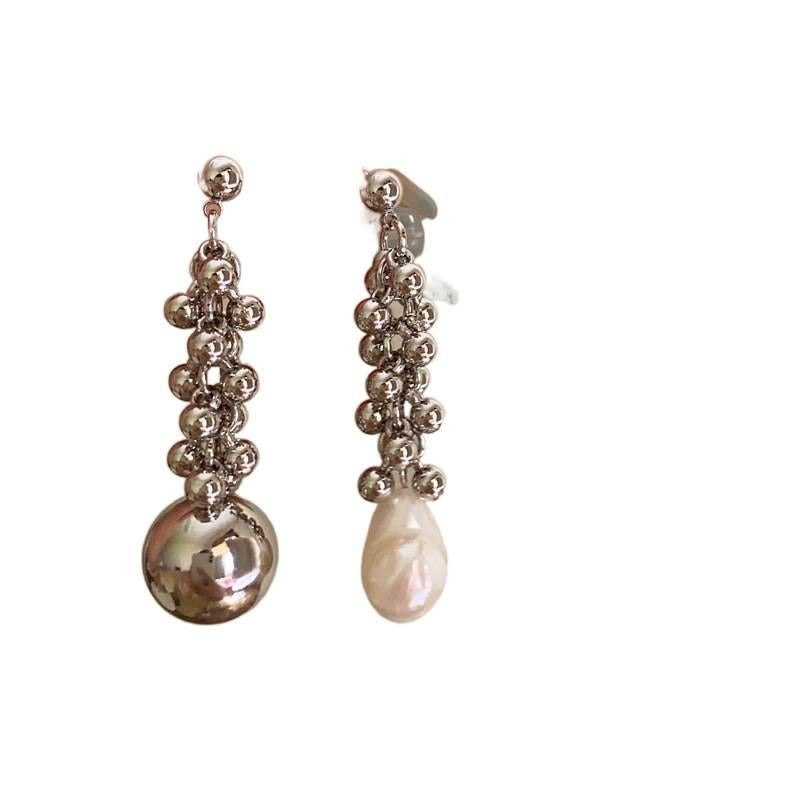 Silver Pearl Drop Earrings with Silver Tone Finish and Drop Accent Lightweight Statement Jewelry for Daily Wear and Dressy Styling - Image 2