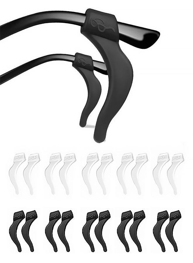 20 PCS Eyeglass Ear Grip,eye glasses ear grippers Anti-slip holders for ears,Silicone Ear Hook,glasses ear grip Retainer for Sports Glass Sunglasses Reading(BLACK,WITHE) - Image 1