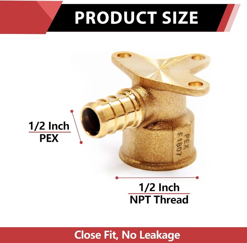EFIELD 25-Pack Pex Crimp 1/2 Inch x 1/2 Inch Female NPT Drop-Ear Elbow Brass Fittings, ASTM F1807,(PEX1807260) - Image 2
