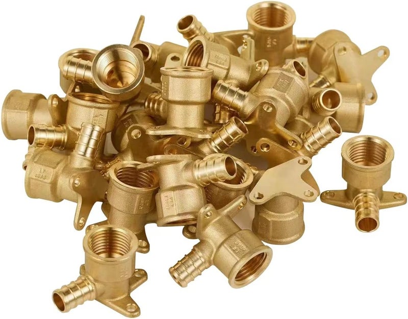 EFIELD 25-Pack Pex Crimp 1/2 Inch x 1/2 Inch Female NPT Drop-Ear Elbow Brass Fittings, ASTM F1807,(PEX1807260) - Image 1
