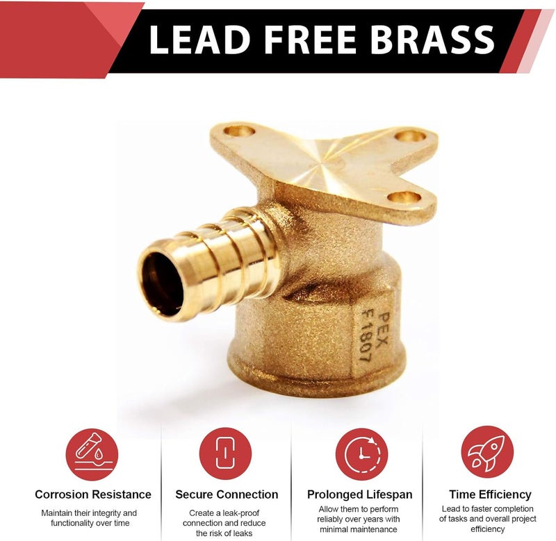 EFIELD 25-Pack Pex Crimp 1/2 Inch x 1/2 Inch Female NPT Drop-Ear Elbow Brass Fittings, ASTM F1807,(PEX1807260) - Image 4