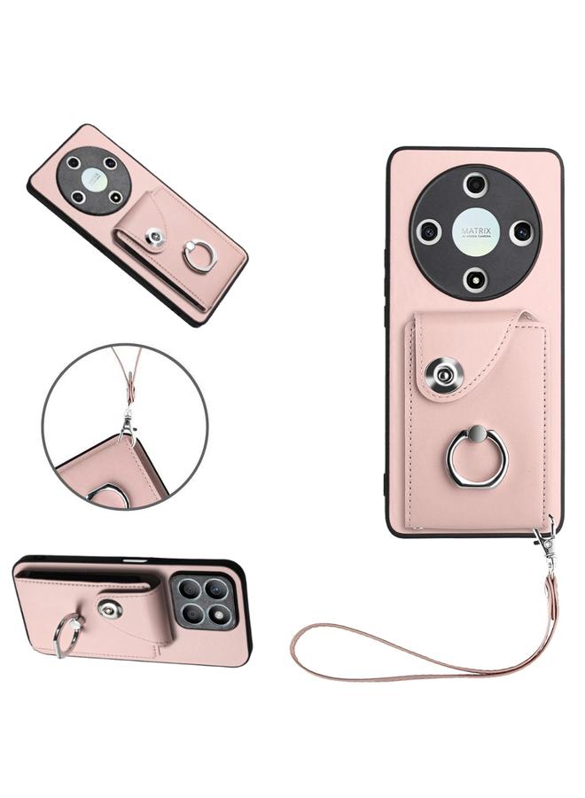 S-TOP Case For Honor X9b / Magic6 Lite Organ Card Bag Ring Holder PU Phone Case with Lanyard - Image 1