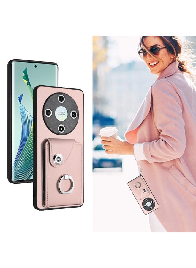 S-TOP Case For Honor X9b / Magic6 Lite Organ Card Bag Ring Holder PU Phone Case with Lanyard - Image 5