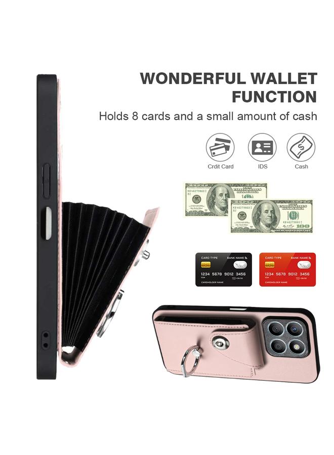 S-TOP Case For Honor X9b / Magic6 Lite Organ Card Bag Ring Holder PU Phone Case with Lanyard - Image 4