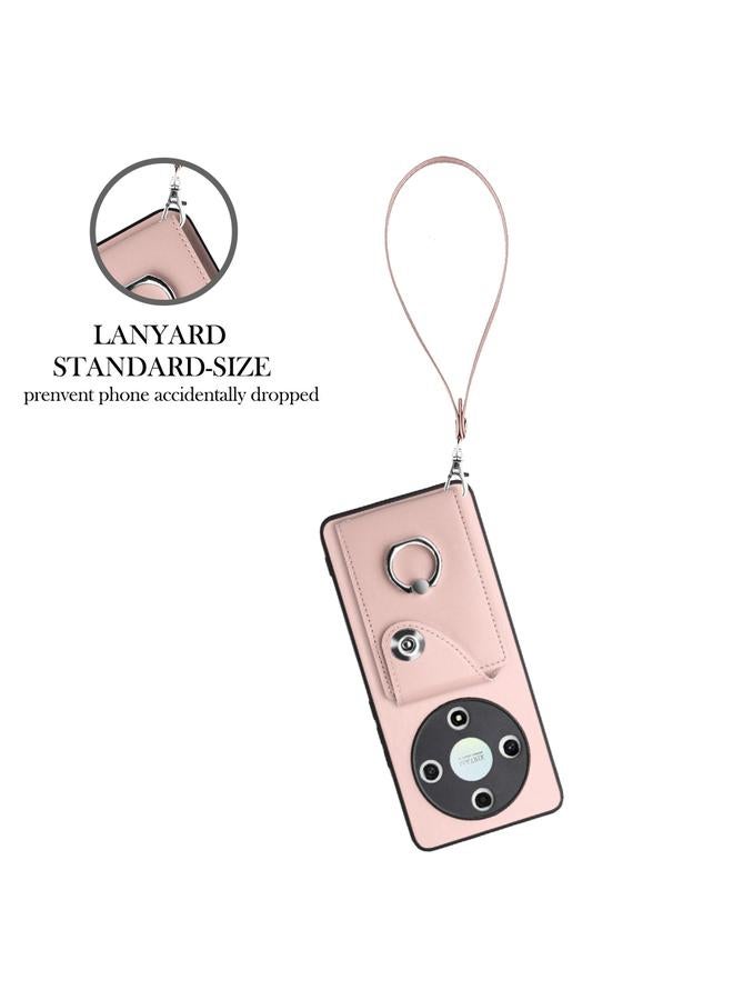 S-TOP Case For Honor X9b / Magic6 Lite Organ Card Bag Ring Holder PU Phone Case with Lanyard - Image 3