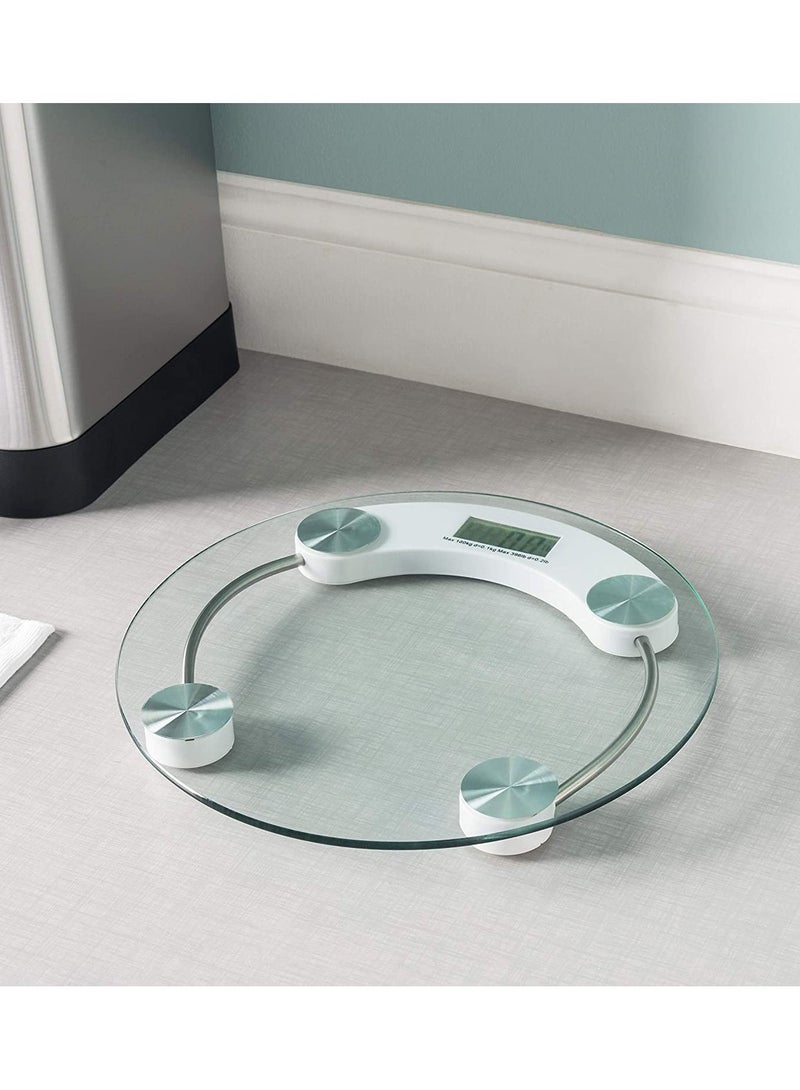 DubaiGallery Round Electronic Weight Scale LCD Display Toughened Glass 180kg Gym Bathroom Smart Body Weighing Digital Scale - Image 4