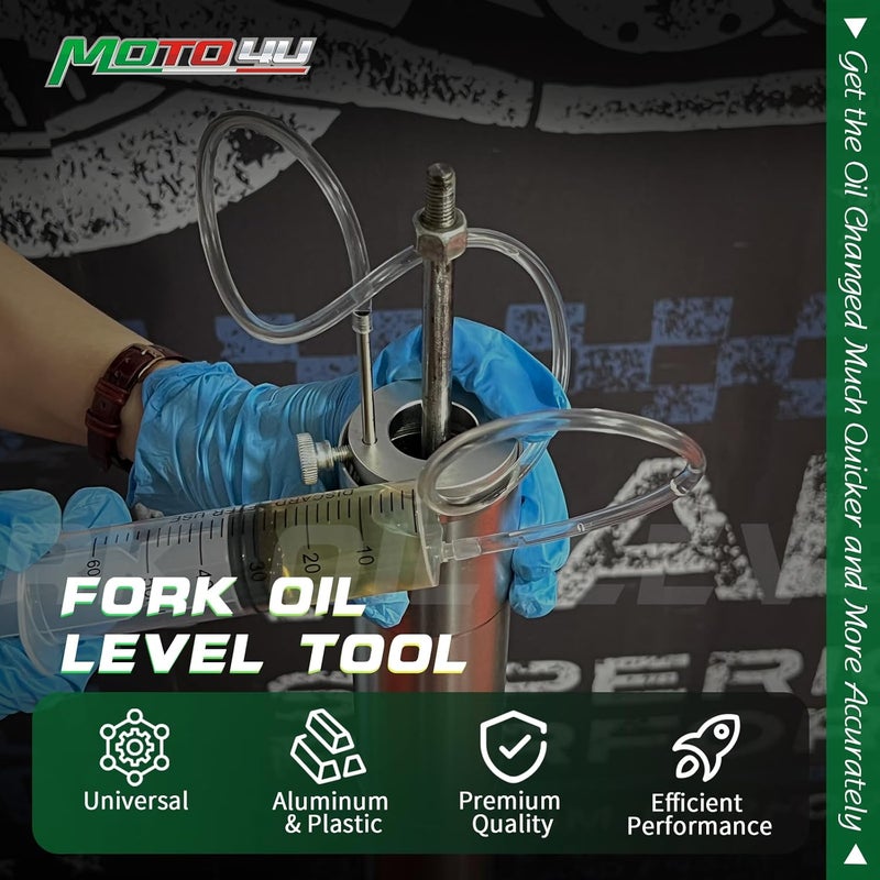 MOTO4U Motorcycle Tools Fork Suspension Oil Level Gauge with 60ml Tuning Syringe - Image 2