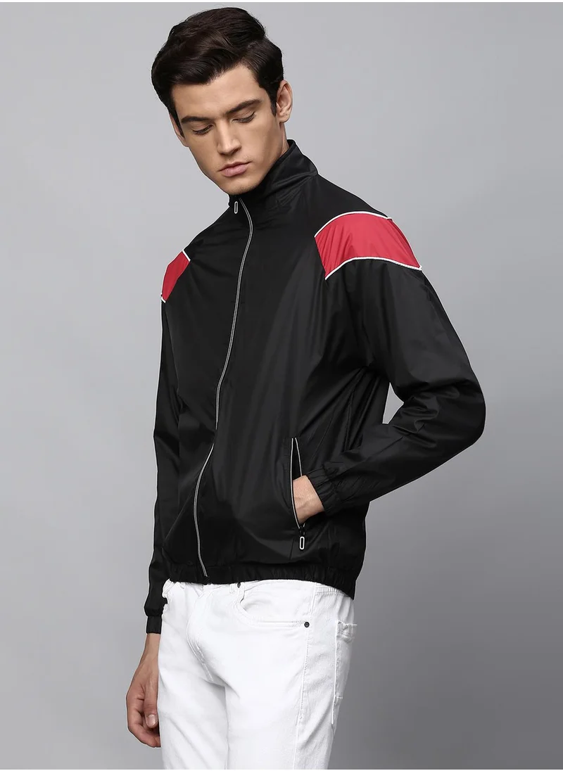 Dennis Lingo Men's Black 100% Polyester Solid Regular Fit Jacket