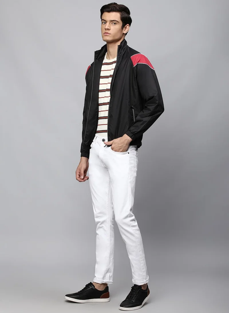 Dennis Lingo Men's Black 100% Polyester Solid Regular Fit Jacket