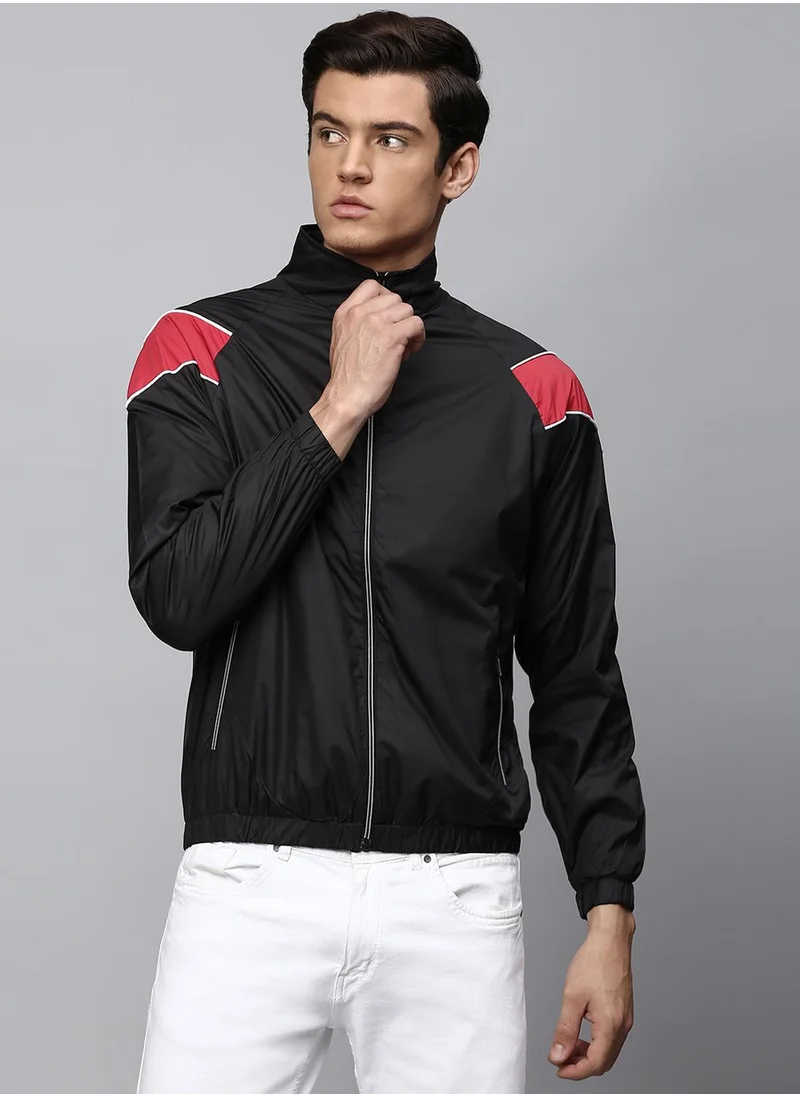 Dennis Lingo Men's Black 100% Polyester Solid Regular Fit Jacket