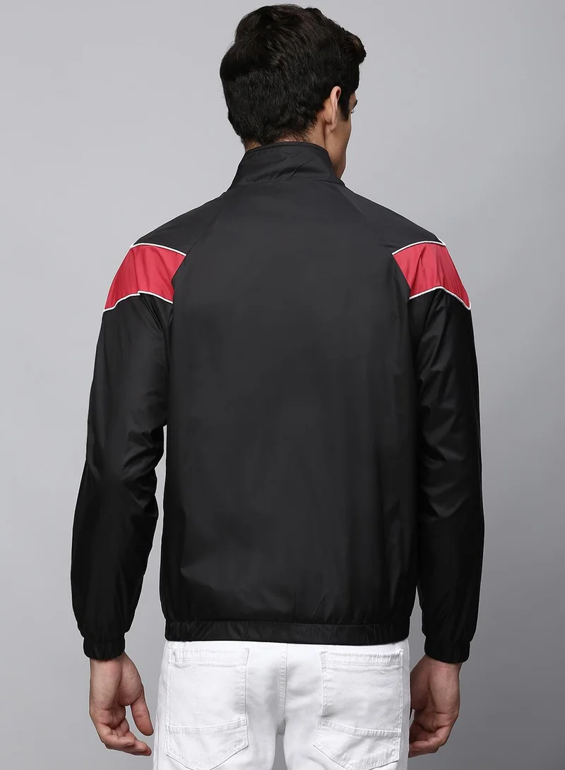 Dennis Lingo Men's Black 100% Polyester Solid Regular Fit Jacket