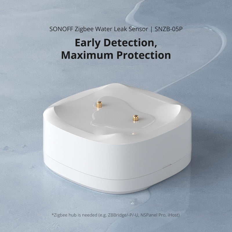 SONOFF SNZB-05P Zigbee Water Leak Sensor without Detection Cable, Wireless Mini Flood Detector for Alarm System and Smart Home Automation, Water Sensor Alarm for Kitchen Bathroom Basement - Image 2