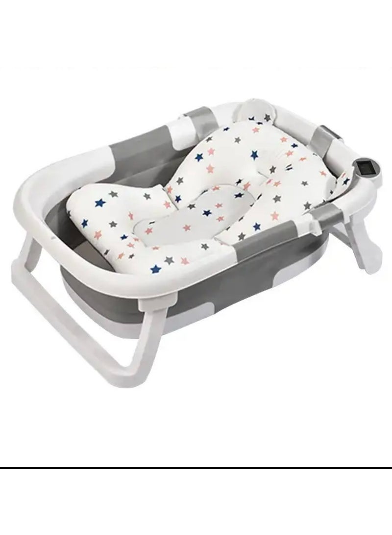 حوض استحمام للأطفال قابل للطي مع حصيرة ومقياس حرارة مستشعر لدرجة الحرارة للأطفال حديثي الولادة والأطفال الصغار - Image 3