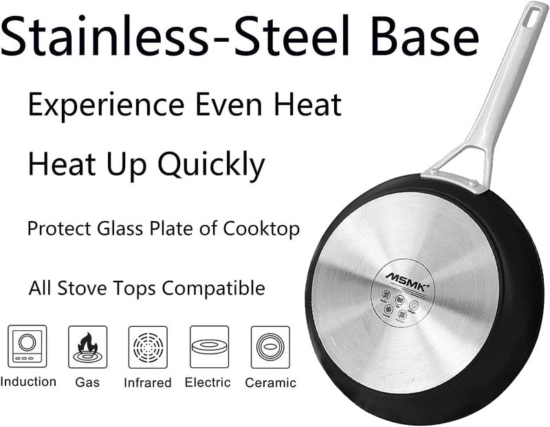 MsMk 8 inch and 10 inch Non Stick Frying Pans, Burnt also Nonstick Frying Pan Set, PFOA Free Non-Toxic, Scratch-resistant, Oven-Safe, Induction Ready, Compatible with All Cooktops - Image 3