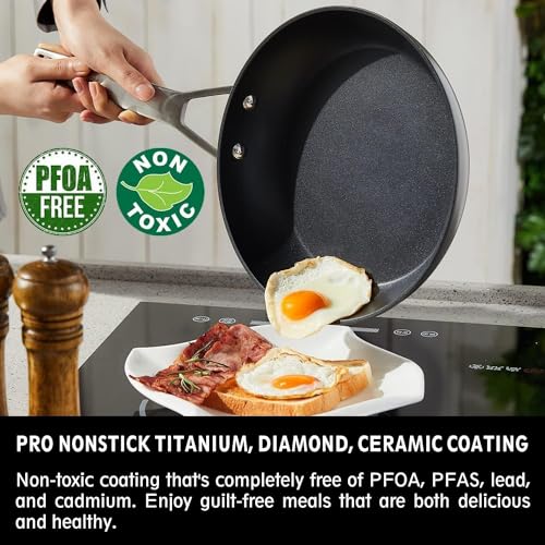 MsMk 8 inch and 10 inch Non Stick Frying Pans, Burnt also Nonstick Frying Pan Set, PFOA Free Non-Toxic, Scratch-resistant, Oven-Safe, Induction Ready, Compatible with All Cooktops - Image 2