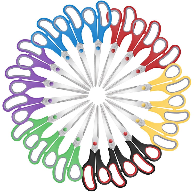 Xnluothsk 18 Packs 8" Sewing Craft Scissors Bulk,Multipurpose Heavy Duty Sharp Paper Scissors,Stainless Steel Shears for Home Office Student Teacher Supplies - Image 1