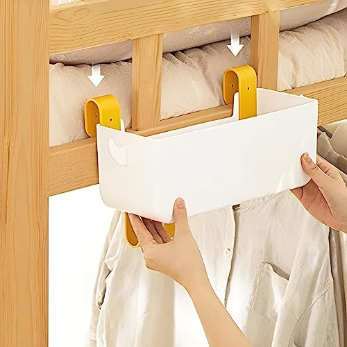 7UYUU Bunk Bed Shelf for Top Bunk Plastic Bedside Shelf Accessories for Kids Bunk Bed Caddy with Hooks For Bed Rail, White, 11 lbs Capacity - Image 4