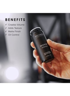باتشينوس بودرة Pacinos Texture - بودرة خفيفة الوزن لرفع الجذور بلمسة نهائية جافة غير لامعة لمنح الشعر ملمسًا وحجمًا وسمكًا - زجاجة رج لسهولة تصفيف الشعر، 8 جرام  - Image 2