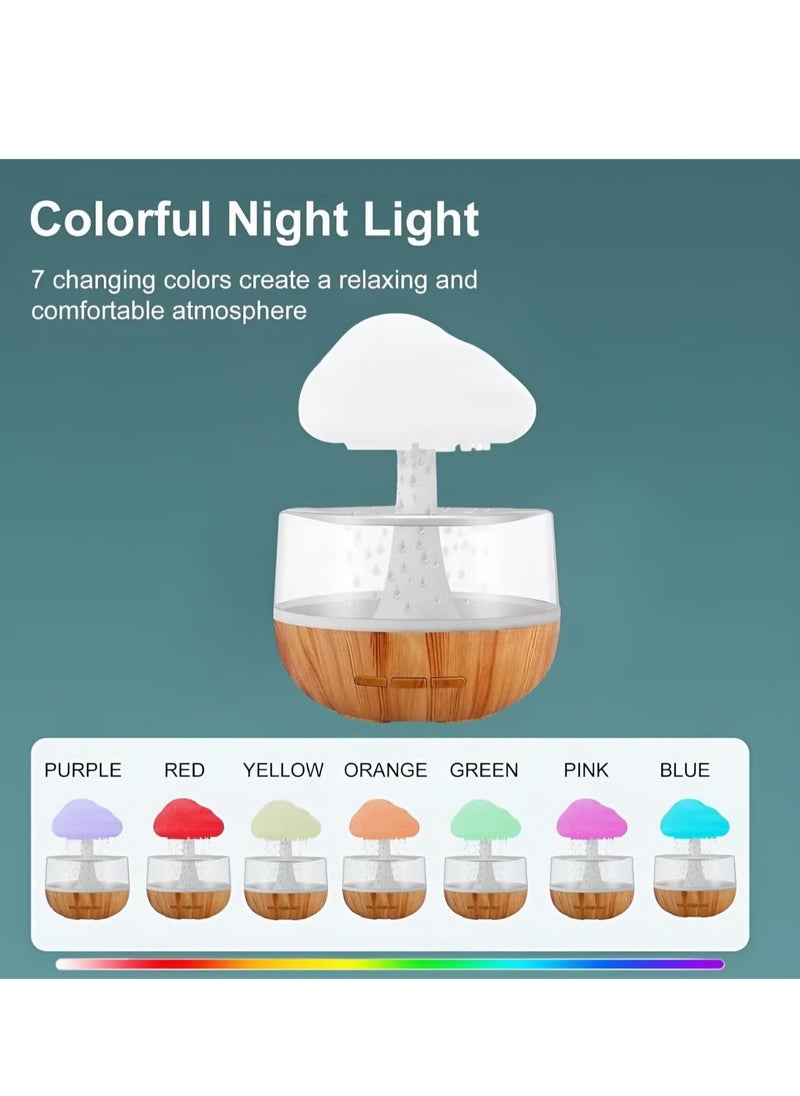 TIGER - Raining Cloud Humidifier Aromatherapy Essential Oil Diffuser – Cute Mushroom Humidifier with Waterfall Lamp, Desk Fountain, Bedside Sleeping Relaxing Mood Light - Image 1