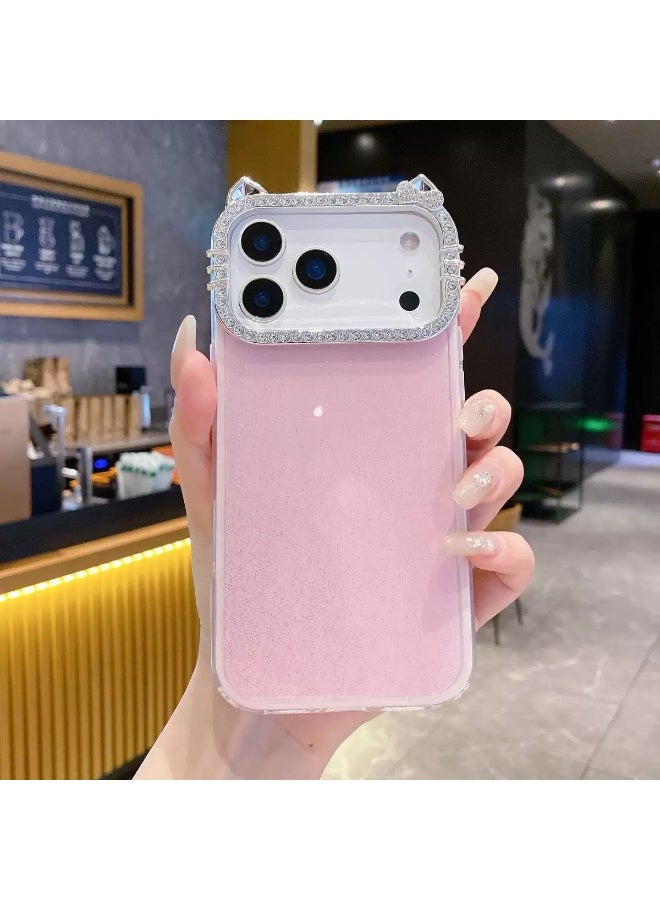 MONOGUE for iPhone 17 Pro Max Glitter Cat Case,Cute Girly 3D Crystal Diamond Bling Sparkle Shiny ,Phone Case for iPhone 17 Pro Max ,Pink - Image 1