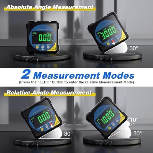LABART Digital Angle Gauge with Electronic Laser & 4 Side Magnetic Base - IP54 Waterproof Inclinometer, Type-C Rechargeable Protractor Tool with Backlight Display for Woodworking/Construction/DIY - Image 2