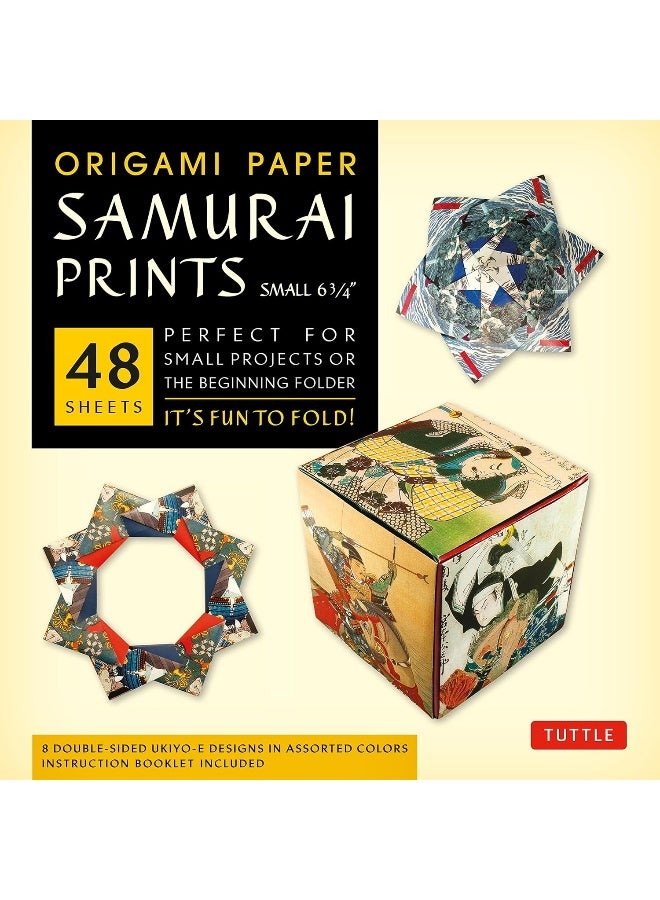 Origami Paper - Samurai Prints - Small 6 3/4" - 48 Sheets: Tuttle Origami Paper: Origami Sheets Printed with 8 Different Designs: Instructions for 6 Projects Included  - Image 1