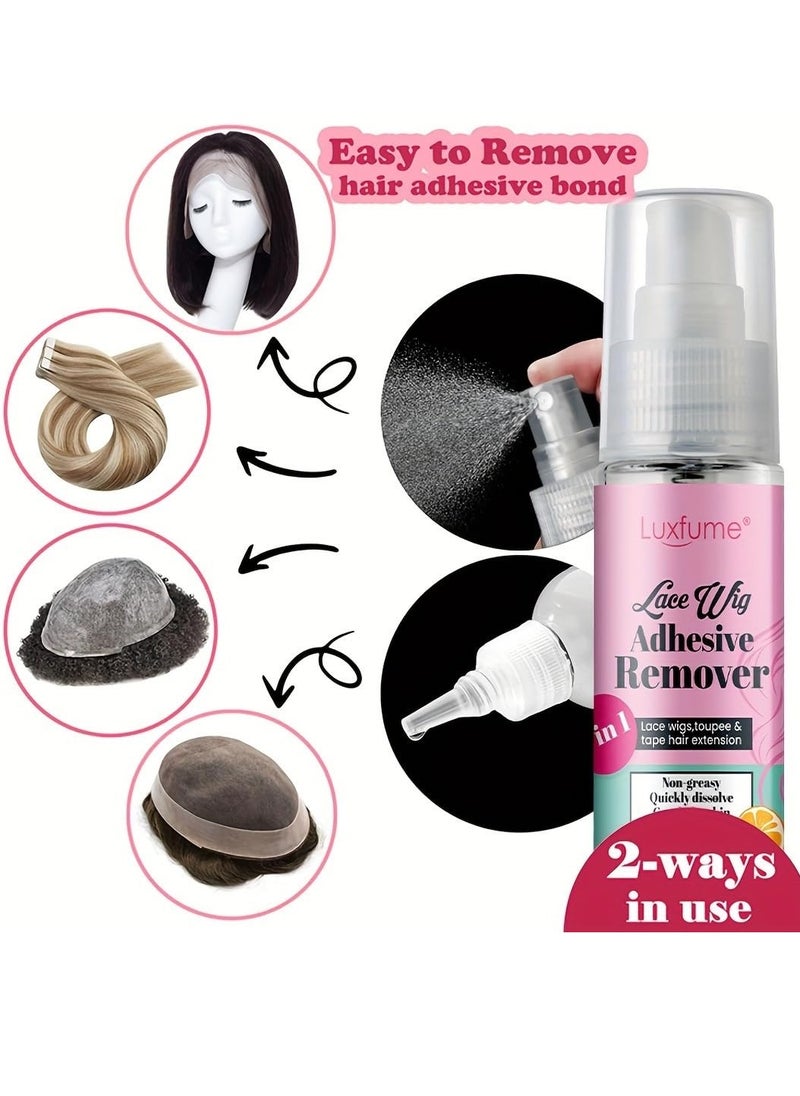 Luxfume 50ml Lace Wig Adhesive Remover Spray Non Greasy Quickly Dissolve Wig Lace Wig Tape Remover Gentle on Skin Hairline and Wigs 3 in 1 Lace Wigs Toupee and Tape Hair Extension Remover  - Image 2