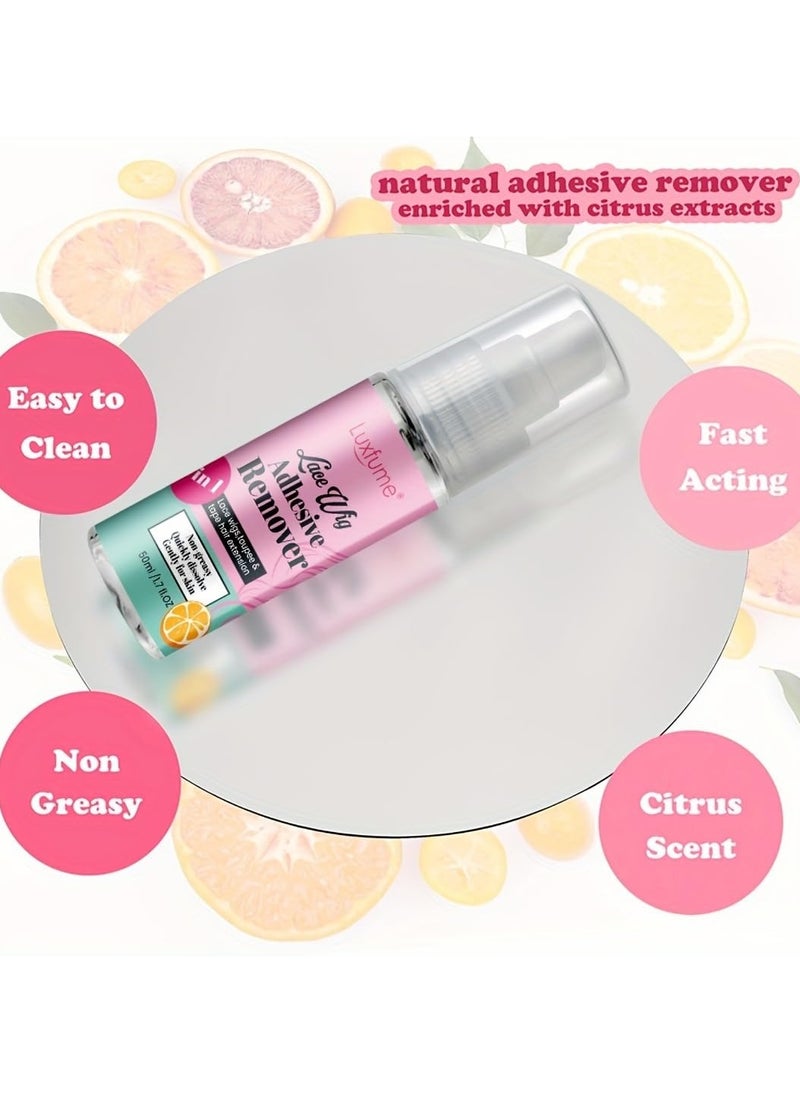 Luxfume 50ml Lace Wig Adhesive Remover Spray Non Greasy Quickly Dissolve Wig Lace Wig Tape Remover Gentle on Skin Hairline and Wigs 3 in 1 Lace Wigs Toupee and Tape Hair Extension Remover  - Image 5