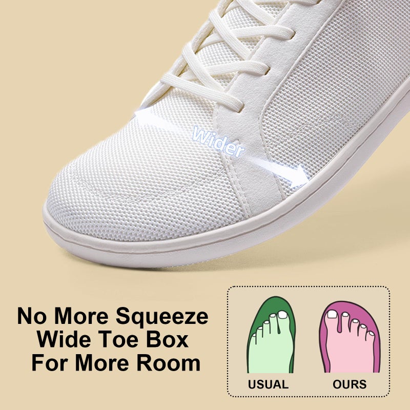 Pulltop Barefoot Wide Toe Box Shoes for Women - Minimalist Barefoot Shoes with | Zero Drop Sole | Extra Wide Slip on Walking Shoes for Women White Size 9 Wide - Image 3